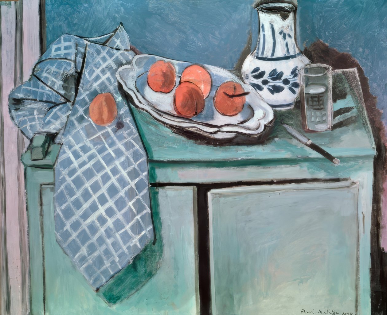 Natura morta su credenza verde da Henri Matisse