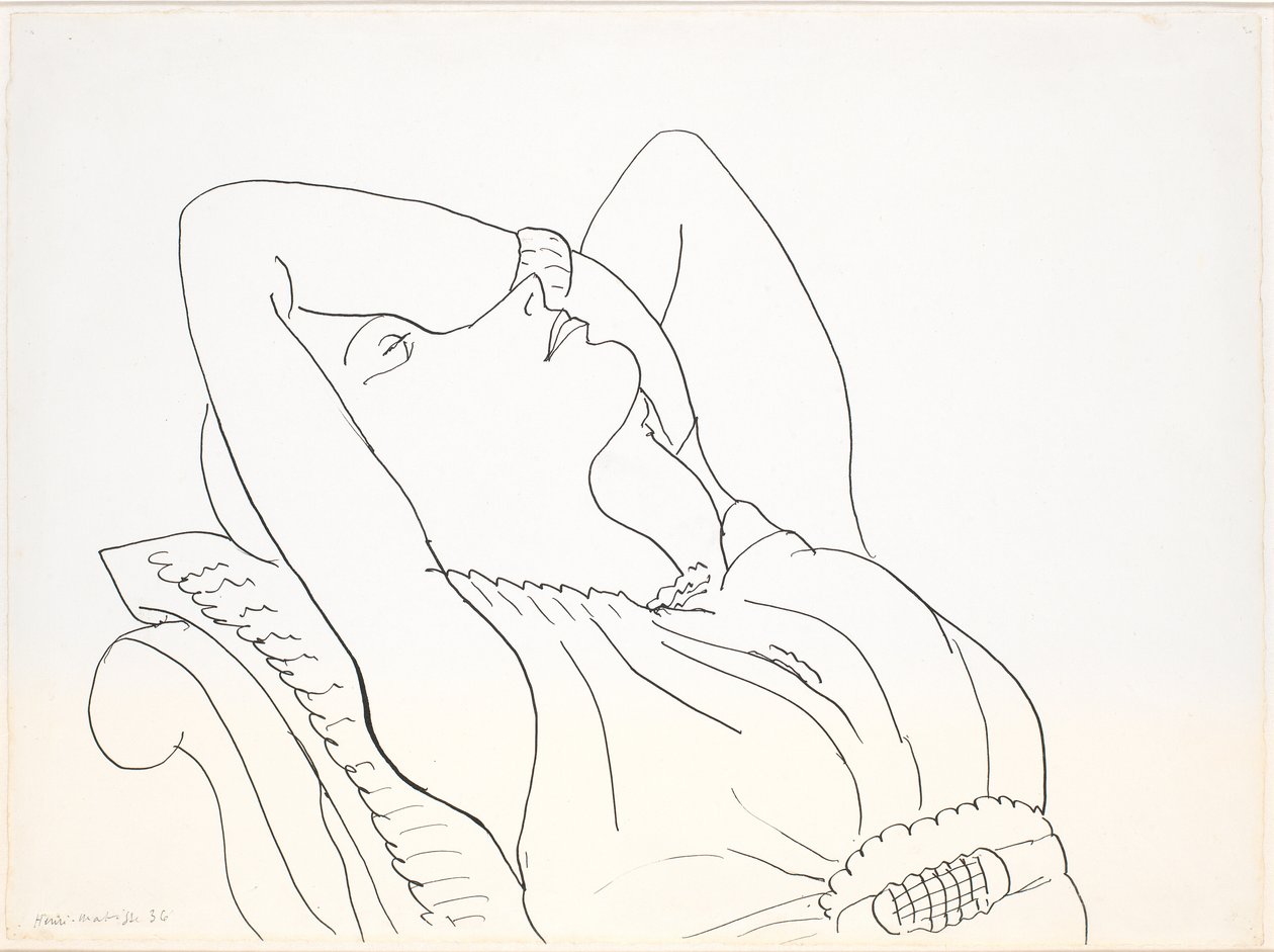 Donna reclinata con le braccia sopra la testa, mezza figura da Henri Matisse