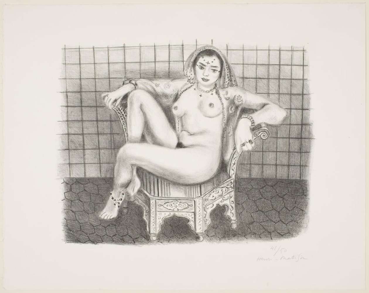 Giovane indù, seduto nudo su una sedia da Henri Matisse