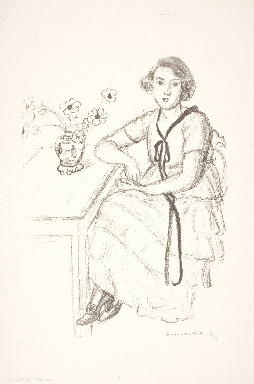 Giovane donna con nastro decorativo nero da Henri Matisse
