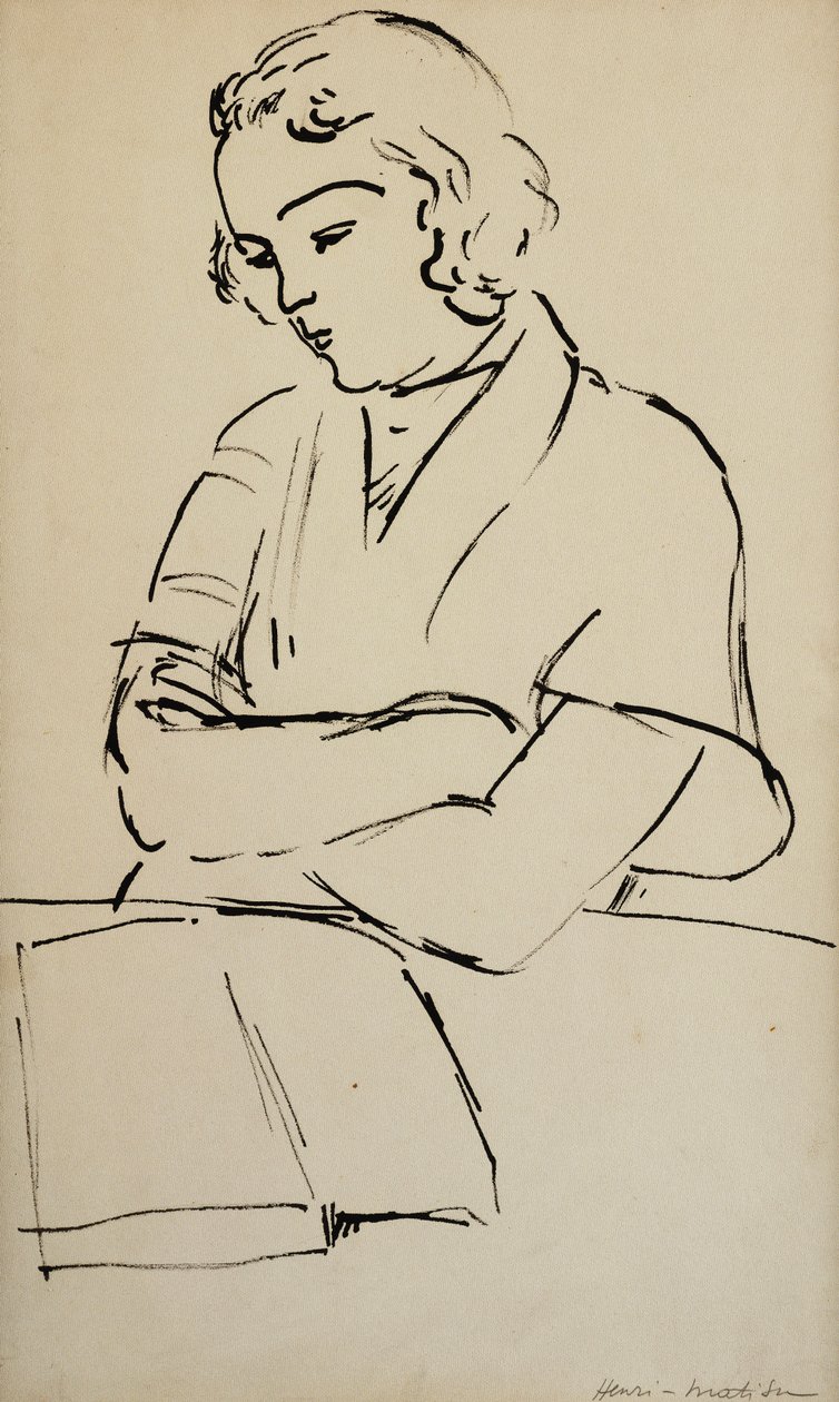 Donna che legge, 1922 circa (penna e inchiostro nero su carta) da Henri Matisse