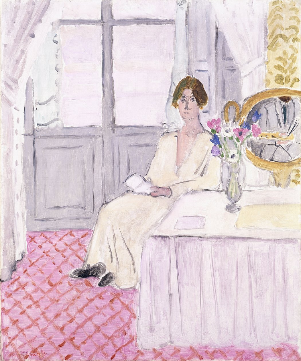 Donna che legge davanti a un tavolo e a un bouquet, Nizza da Henri Matisse