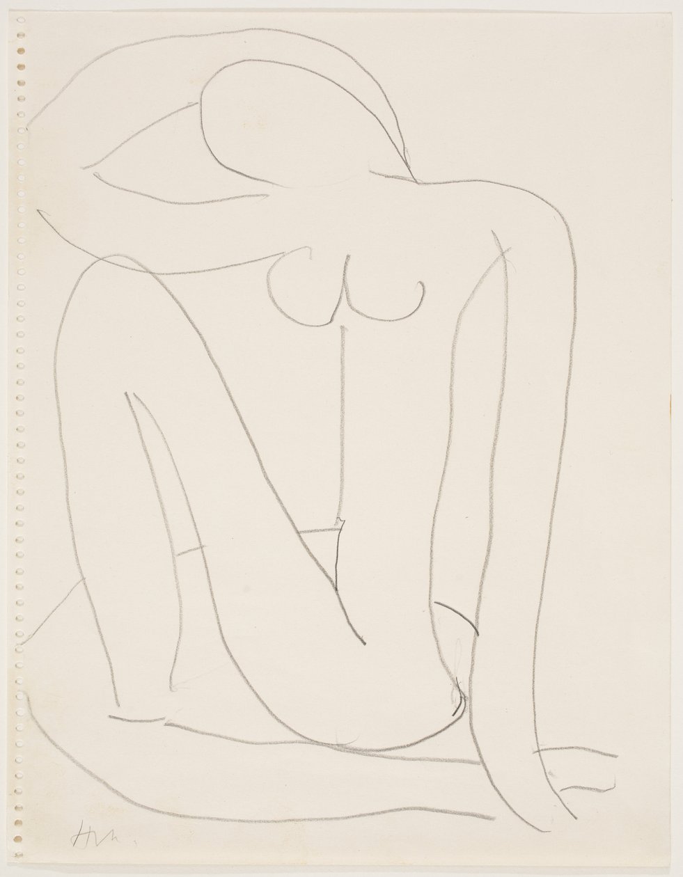 Donna seduta con braccio sulla testa (matita su carta) da Henri Matisse