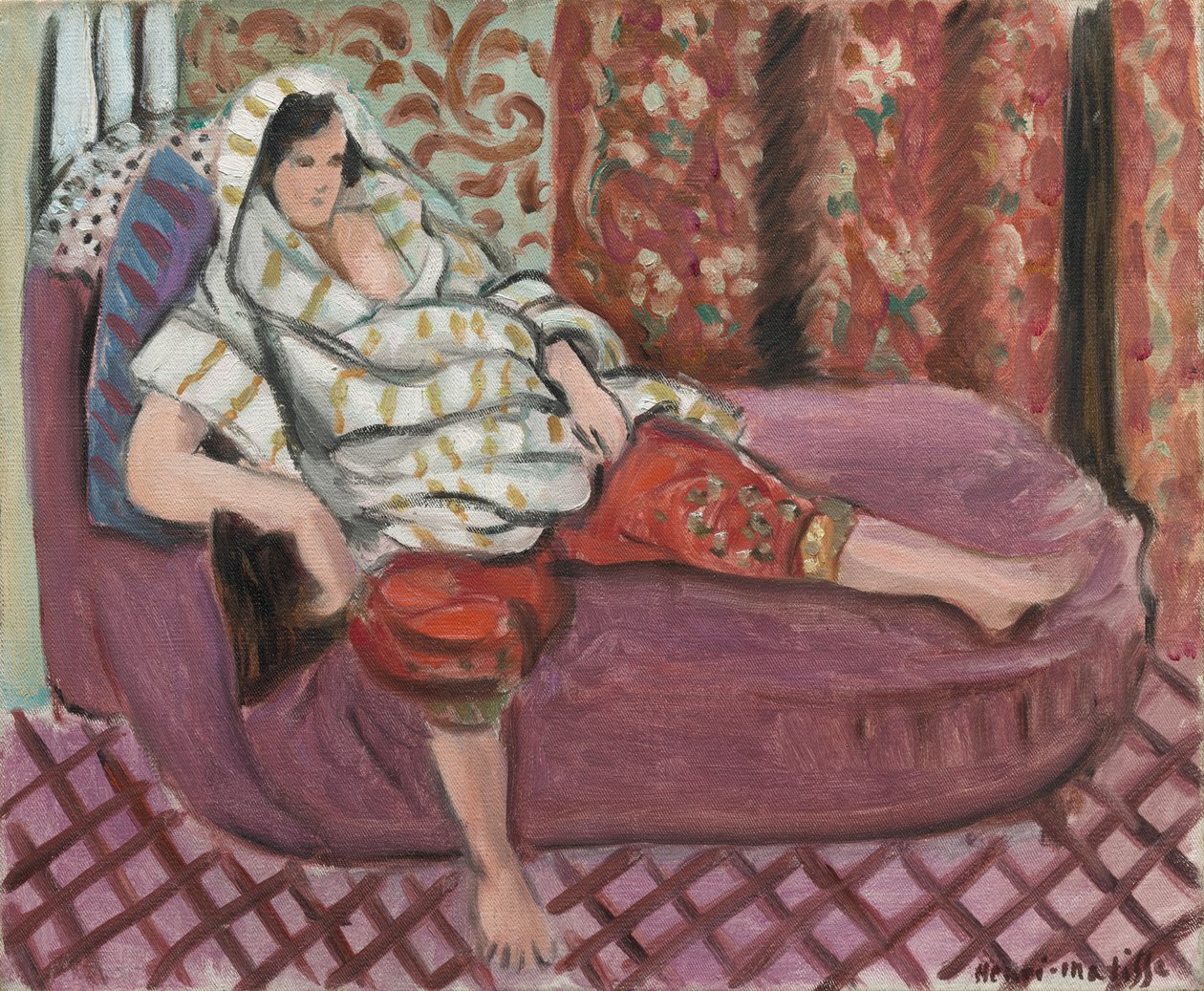 Donna su un divano rosa da Henri Matisse
