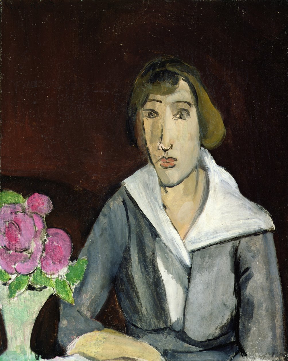 Donna con rose (olio su tela) da Henri Matisse