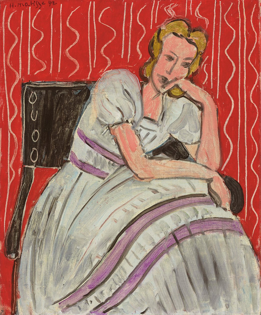 Giovane donna seduta con un abito grigio da Henri Matisse