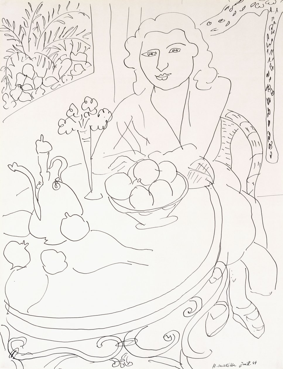 Giovane donna a tavola da Henri Matisse
