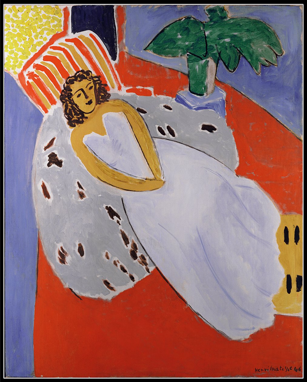 Giovane donna in bianco, sfondo rosso da Henri Matisse