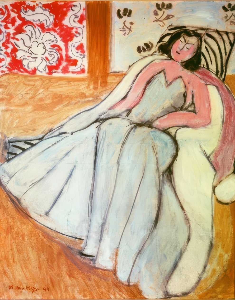 Giovane donna con cappotto di pelliccia bianca da Henri Matisse