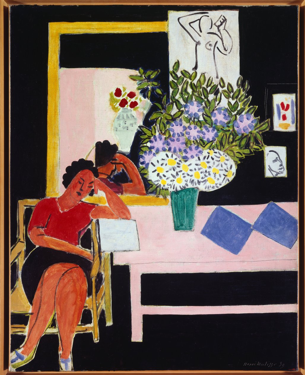 liseuse sur fond noir 1939 (olio su tela) da Henri Matisse