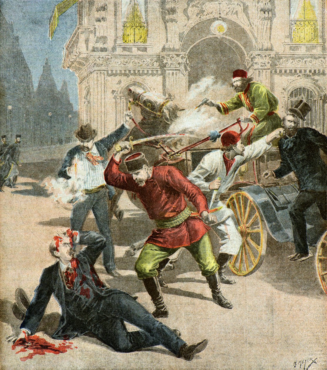 Assassinio del signor Stamboulof, 1895 (illustrazione) da Henri Meyer