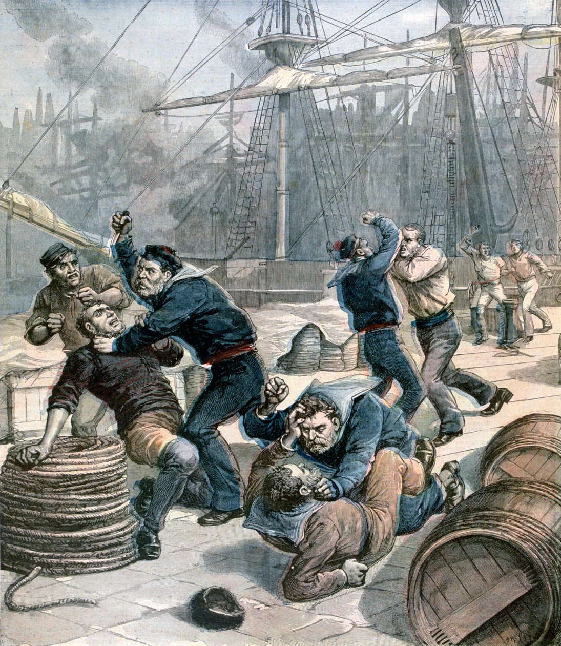 Rissa tra marinai inglesi e tedeschi ai Millwall Docks, Londra, 1892 da Henri Meyer