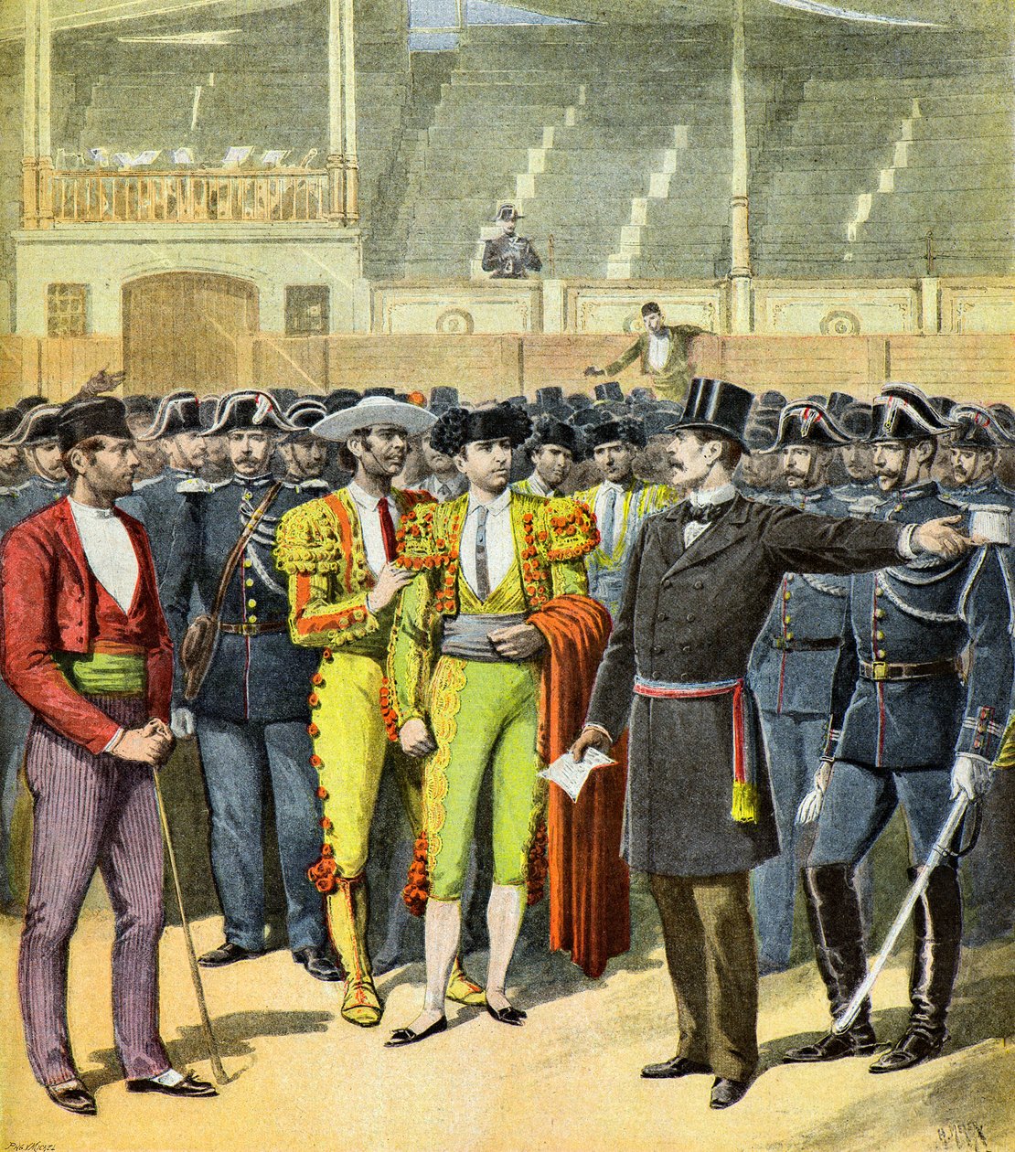 Corrida vietata nel sud della Francia, 1895 (Illustrazione) da Henri Meyer