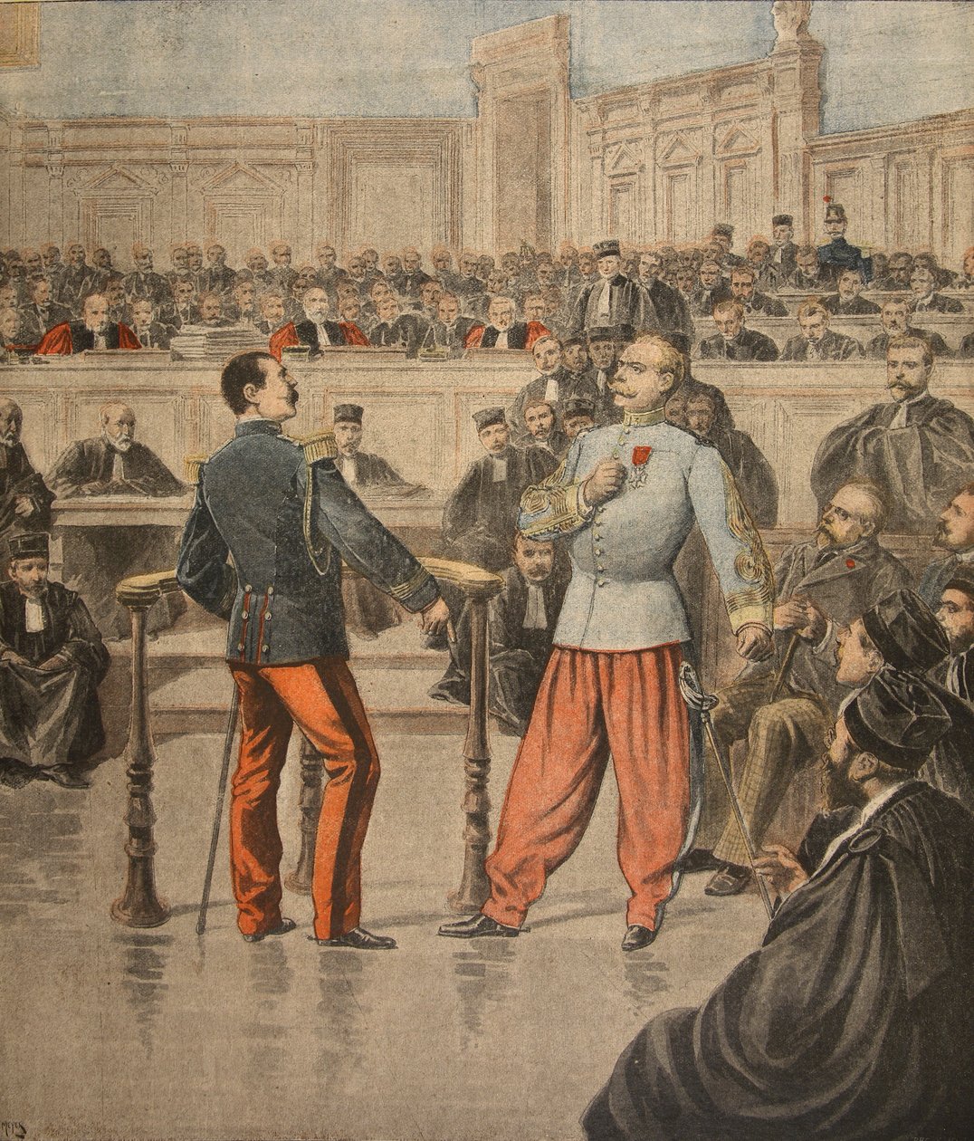 Il colonnello Henry e il tenente colonnello Picquart parlano davanti alla Corte d