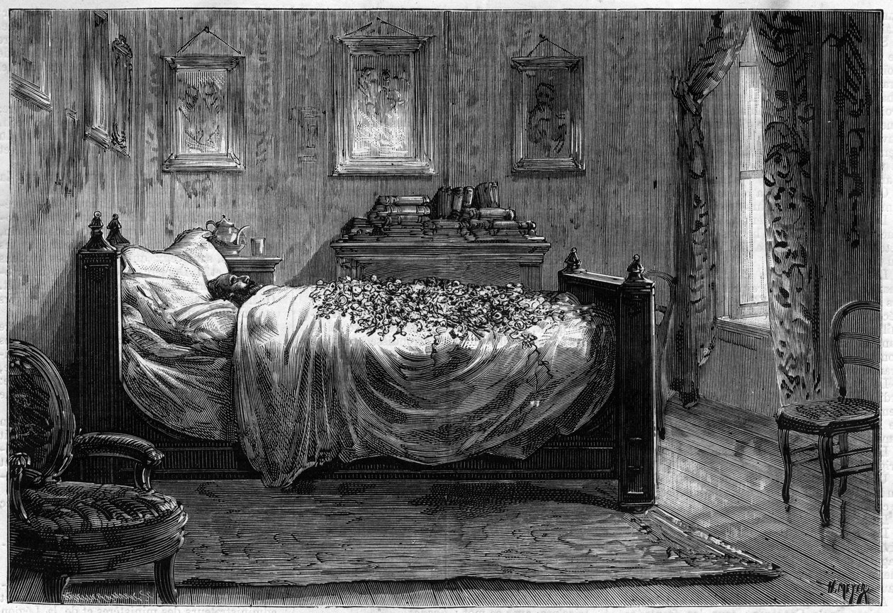Morte di Leon Gambetta (1838-1882) politico francese - la Camera Mortuaria - in 