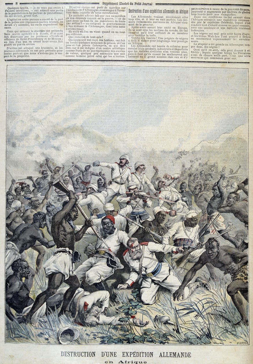 Distruzione di una spedizione tedesca in Africa - in "Le Petit Journal" del 03/10/1891 da Henri Meyer