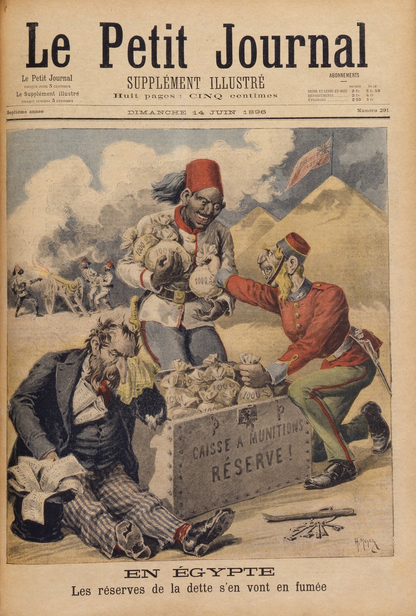 Egitto: Le riserve del debito che vanno in fumo, illustrazione da Le Petit Journal, 14 giugno 1896 da Henri Meyer