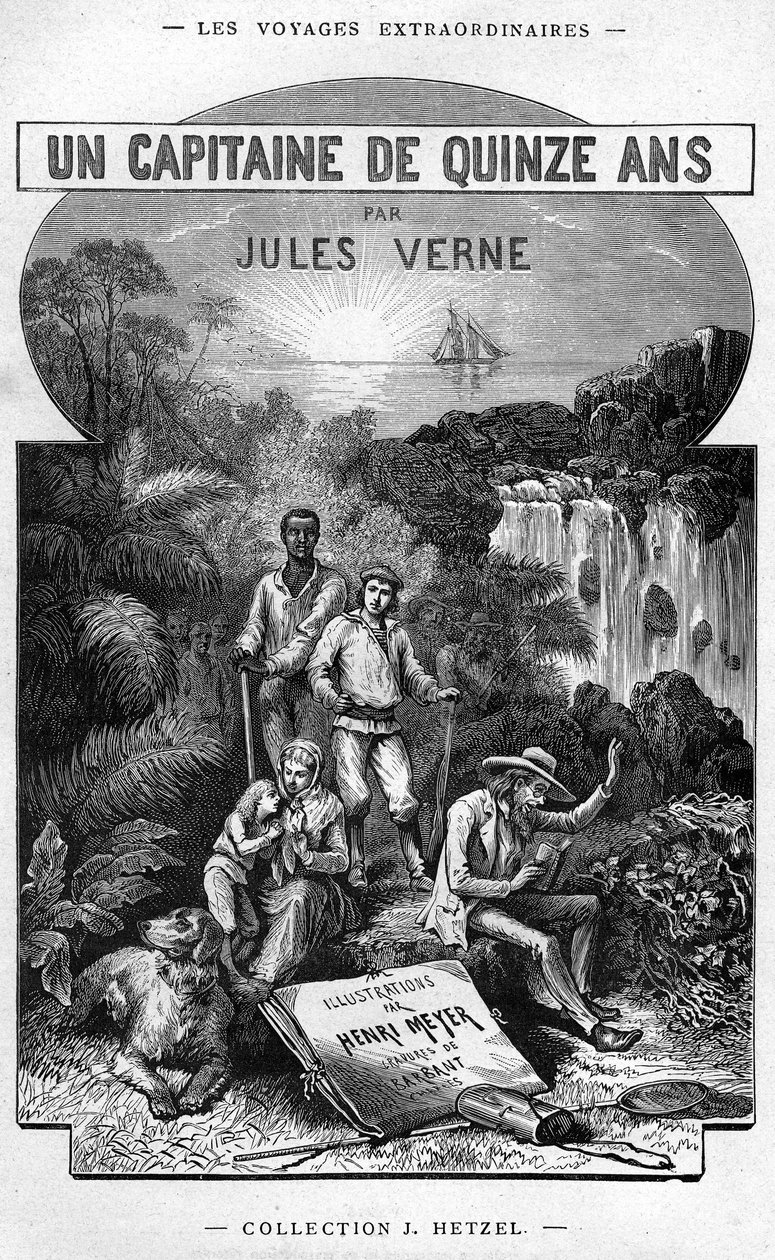 Frontespizio dal libro di Jules Verne “Un capitano di quindici anni”, edizione Hetzel / Viaggi straordinari 1878 da Henri Meyer