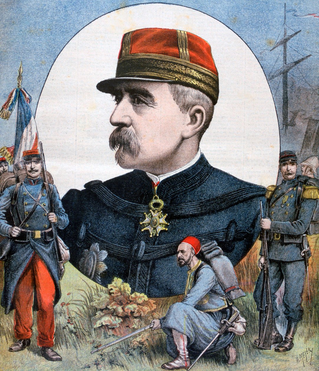 Generale Jacques Duchesne, comandante della forza di spedizione francese in Madagascar, 1894 da Henri Meyer