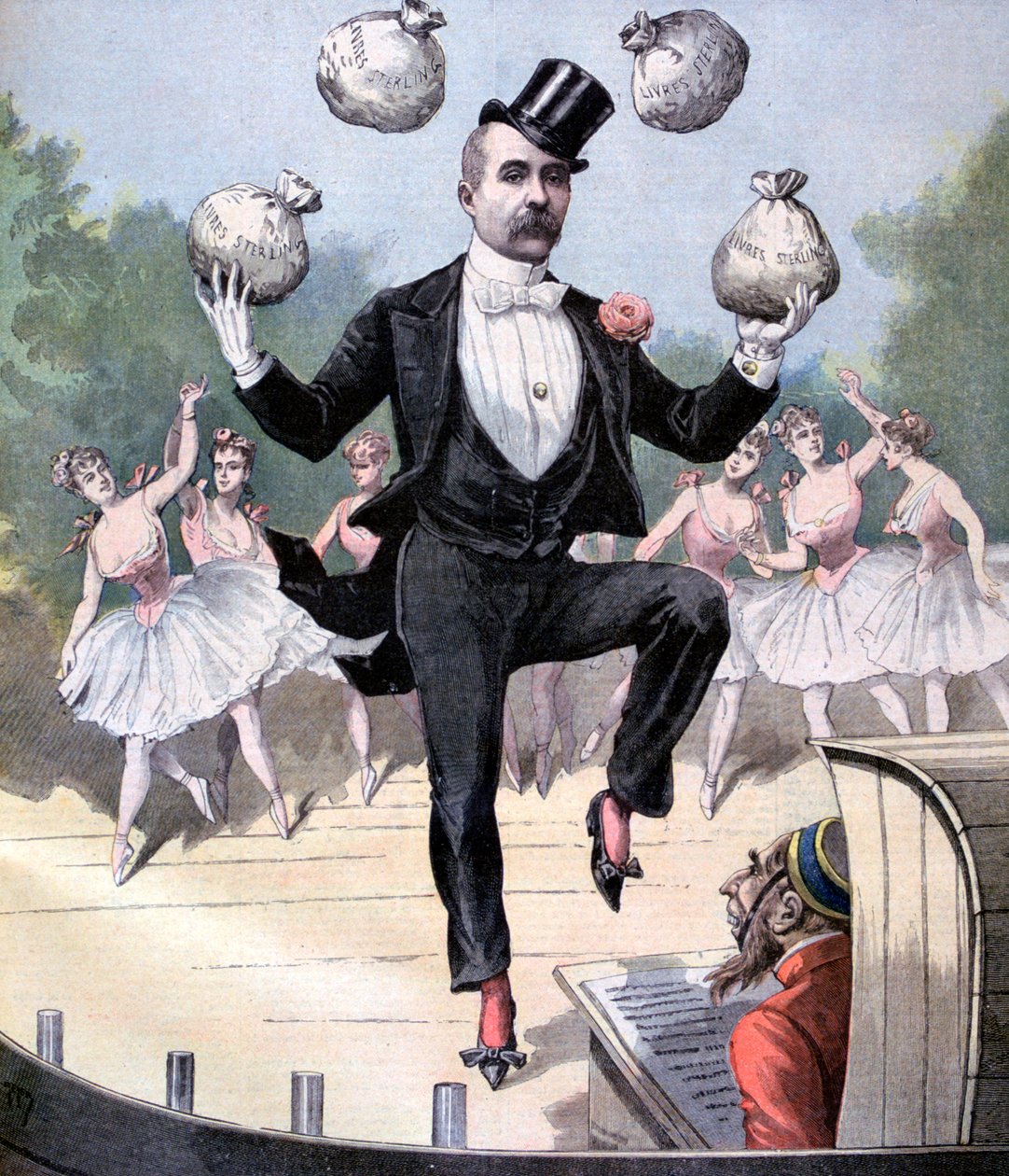 Georges Clemenceau che gioca con sacchi di denaro inglese da Henri Meyer