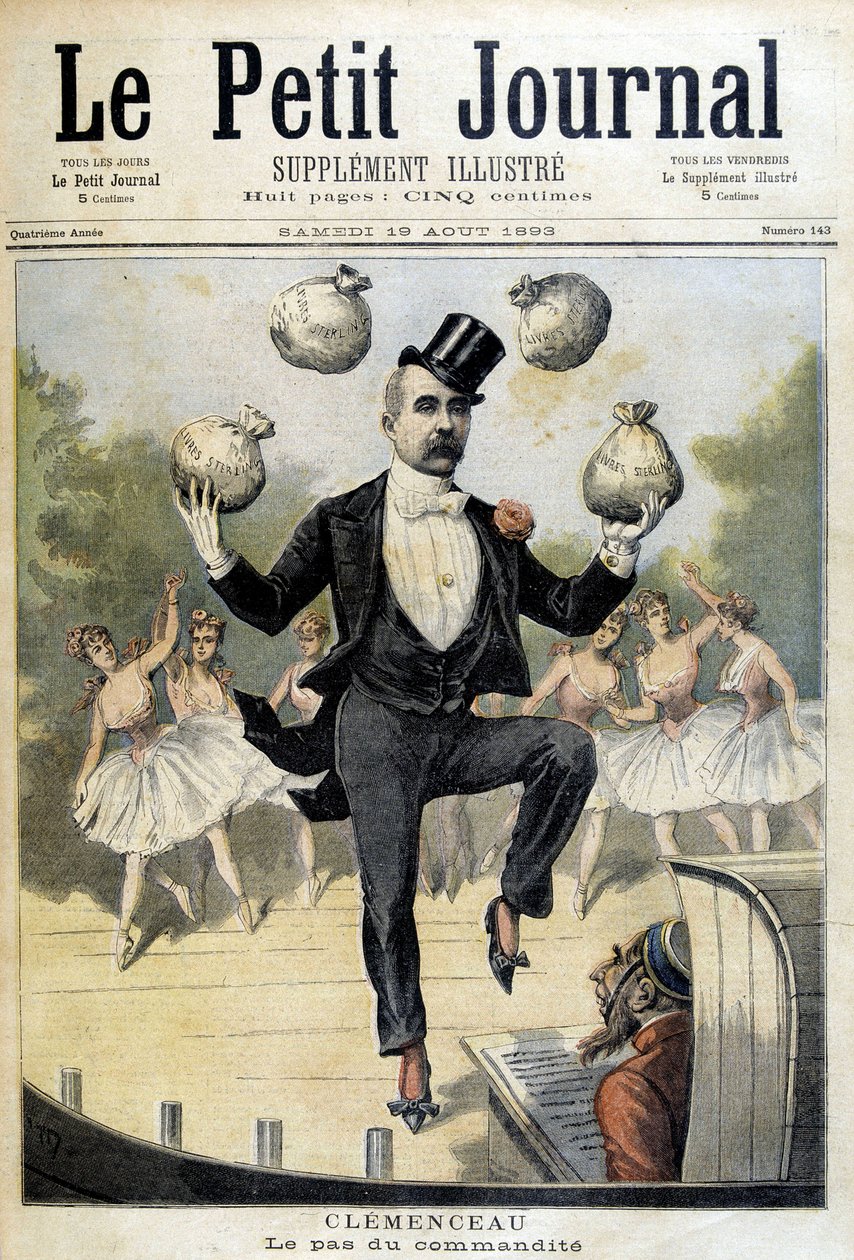 Georges Clemenceau che gioca con le Sterline - in "Le Petite Journal" del 19/08/1893 da Henri Meyer