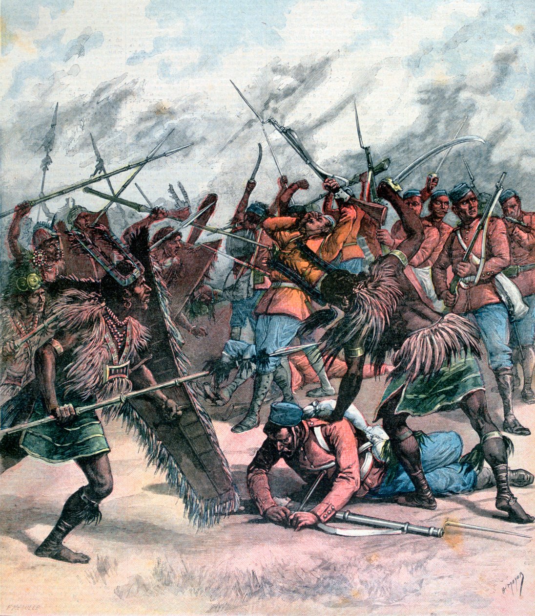 Insurrezione a Manpur, India, 1891 da Henri Meyer