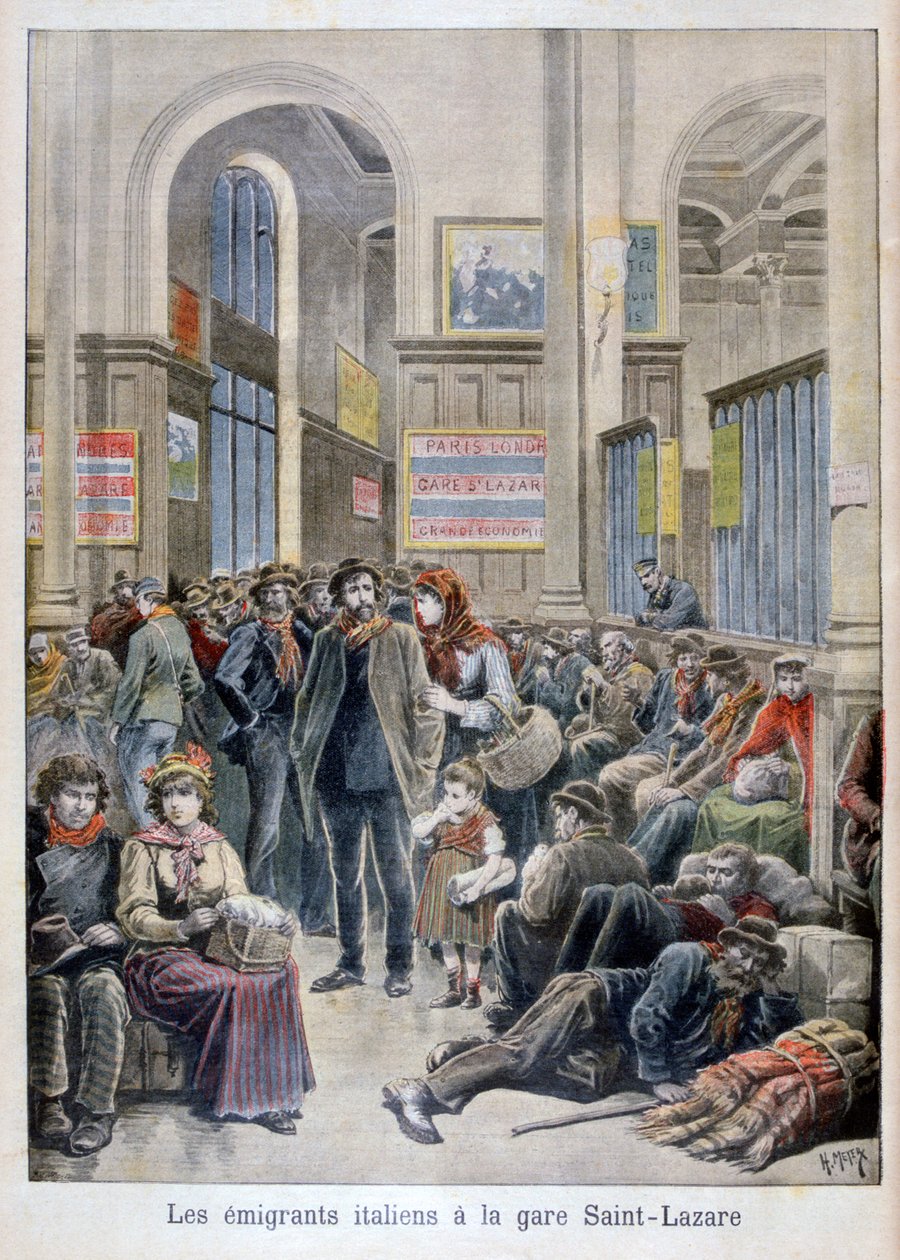 Emigranti italiani alla Gare Saint-Lazare, Parigi, 1896 da Henri Meyer
