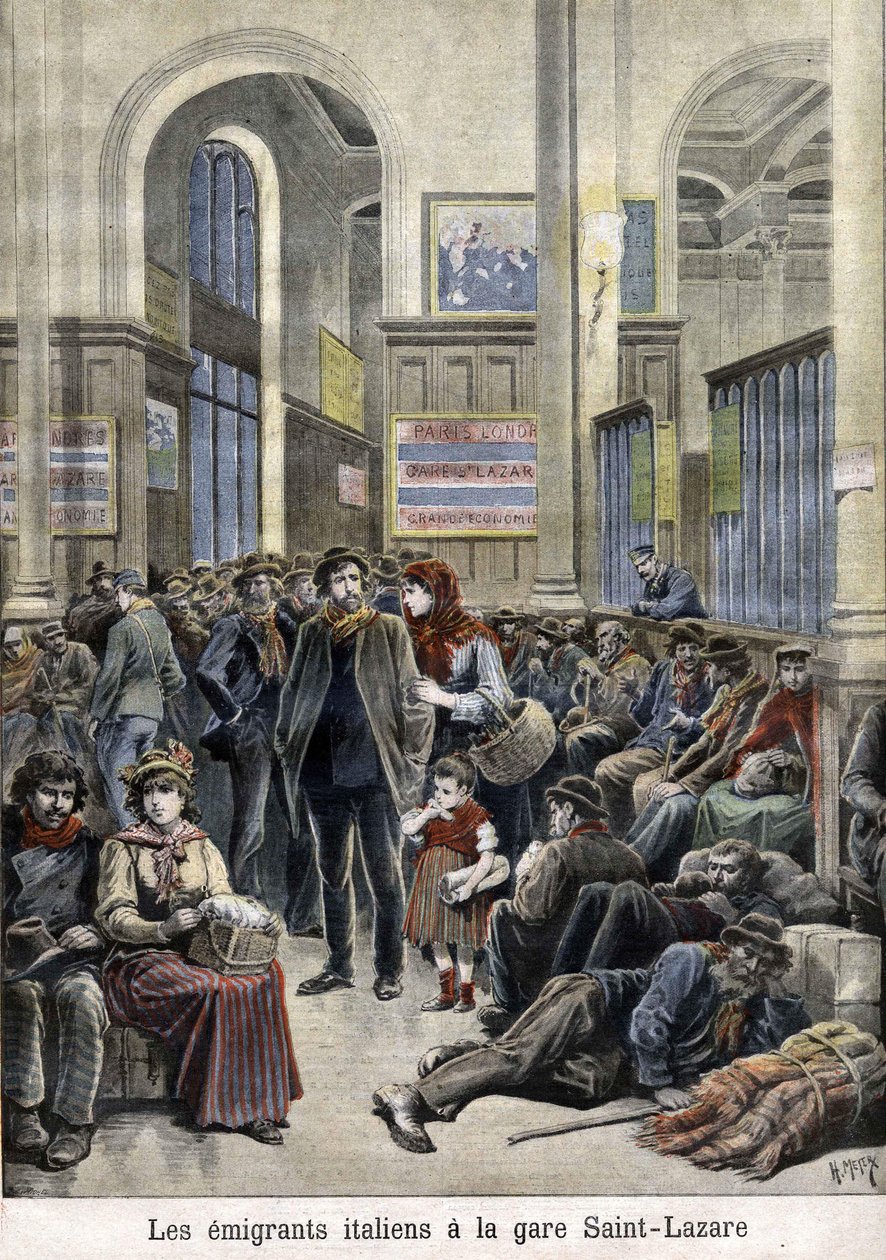 Emigranti italiani alla stazione di Saint Lazarus - in "Le Petit Journal", marzo 1896 da Henri Meyer