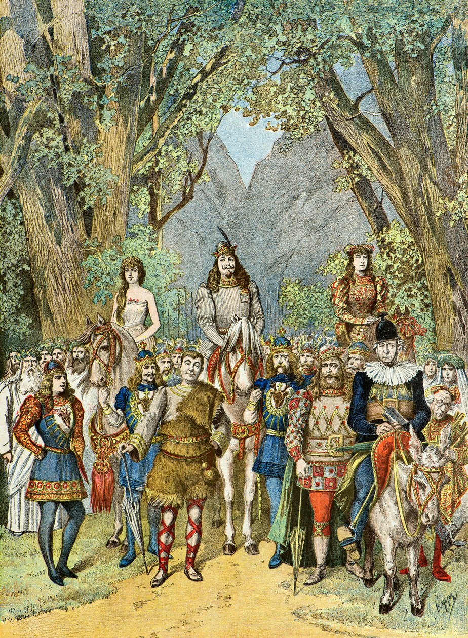 La troupe del teatro delle varietà a Parigi, 1895 (illustrazione) da Henri Meyer