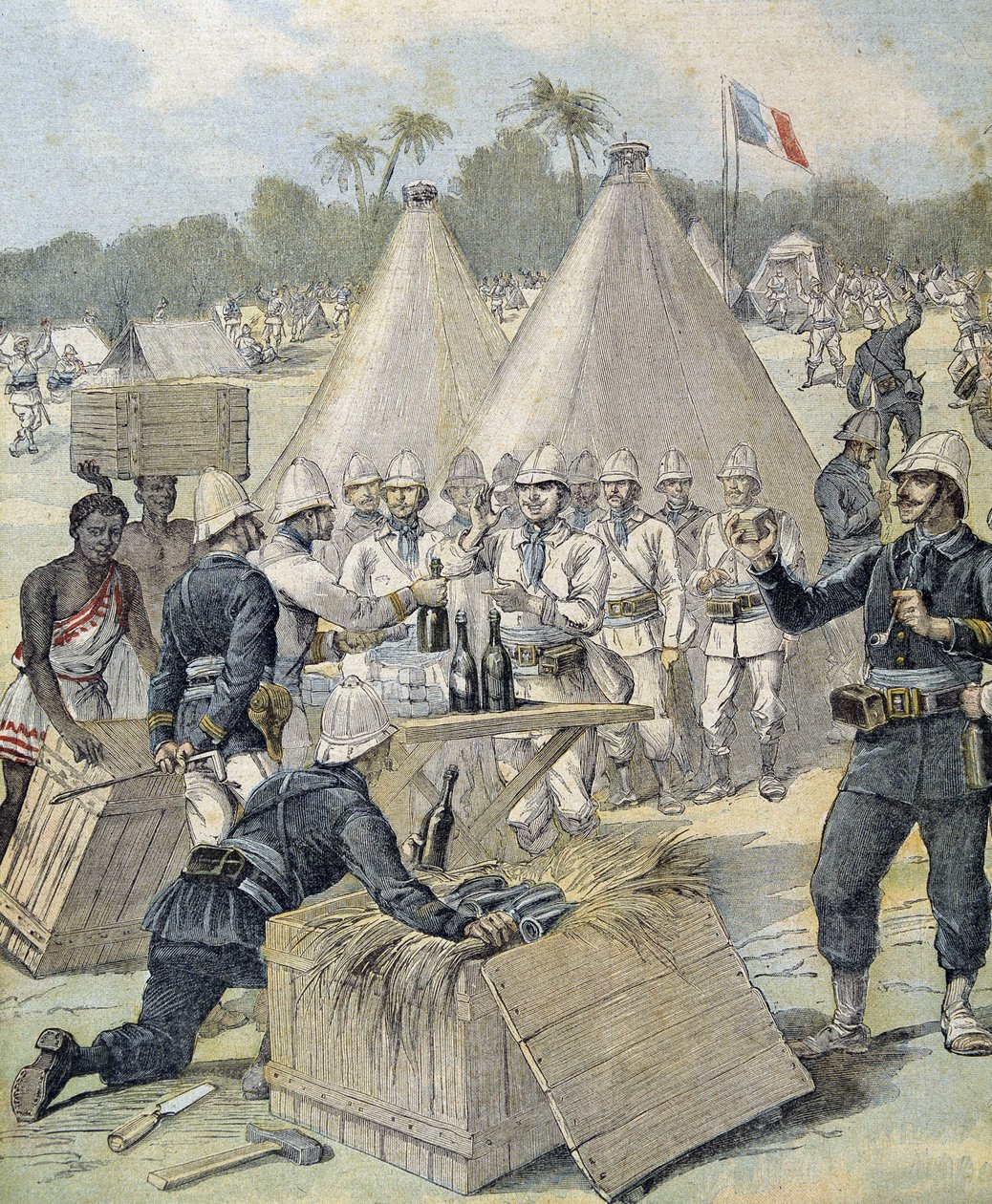 Les étrennes des soldats au Dahomey (ora Benin) - in "Le Petit Journal" del 31/12/1892 da Henri Meyer