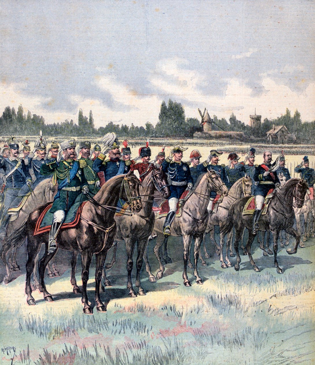 Parata militare con il generale Saussier e attacchi militari stranieri, 14 luglio 1891 da Henri Meyer