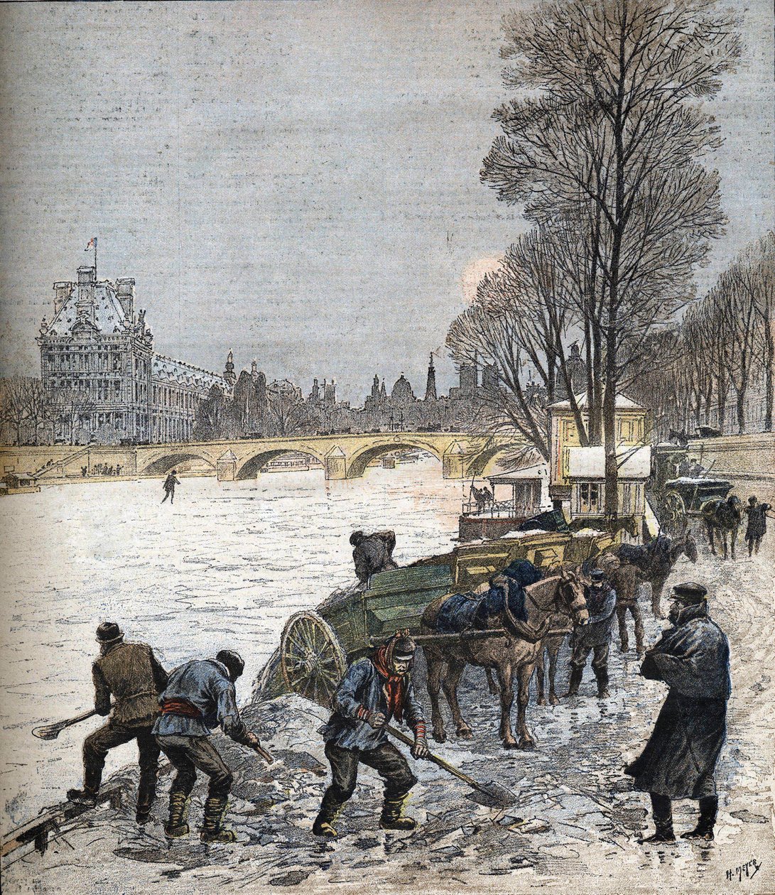 Parigi sotto la neve nel 1895 Piccolo giornale del 1895 (incisione) da Henri Meyer