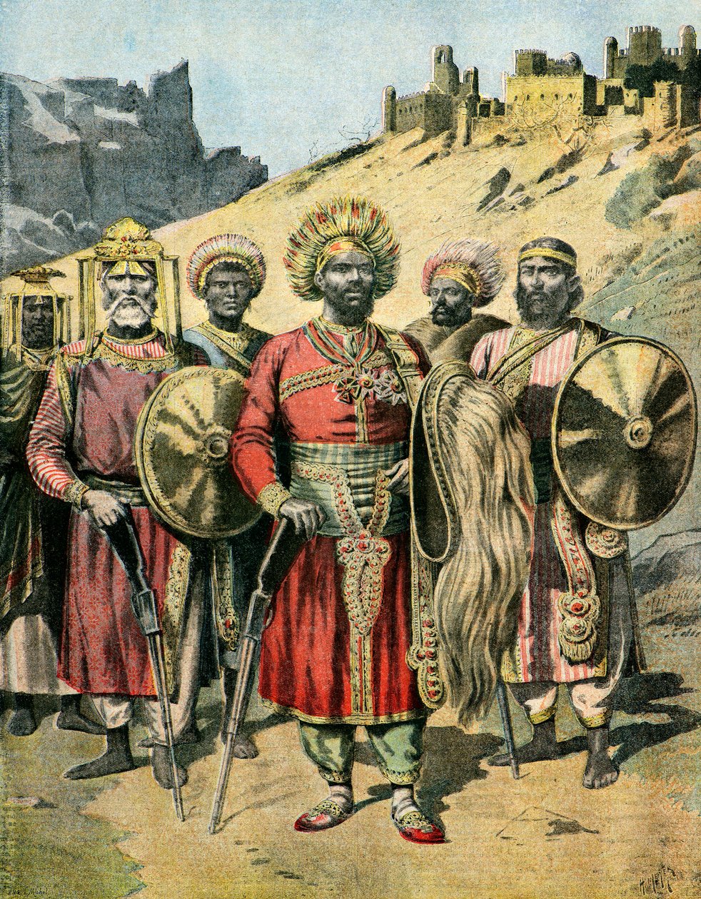 Ritratto di Menelik 2, 1895 (Illustrazione) da Henri Meyer