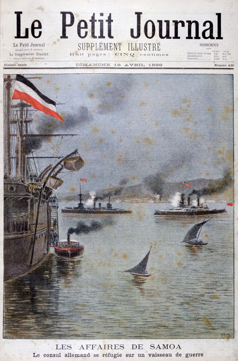 Il console tedesco cerca rifugio su una nave da guerra tedesca, 1899 da Henri Meyer