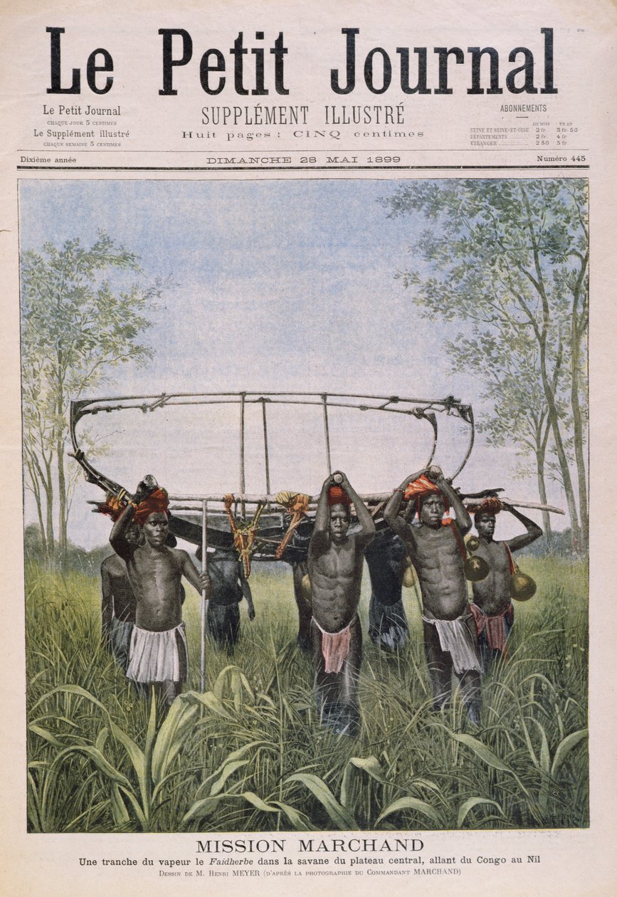 La missione Marchand che viaggia dal Congo al Nilo, da Le Petit Journal, 28 maggio 1899 da Henri Meyer