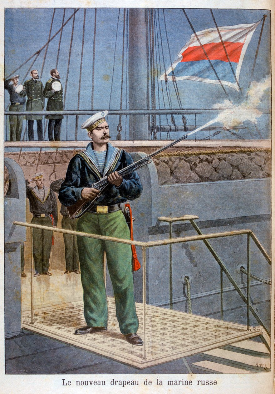 La nuova bandiera della marina russa, 1898 da Henri Meyer