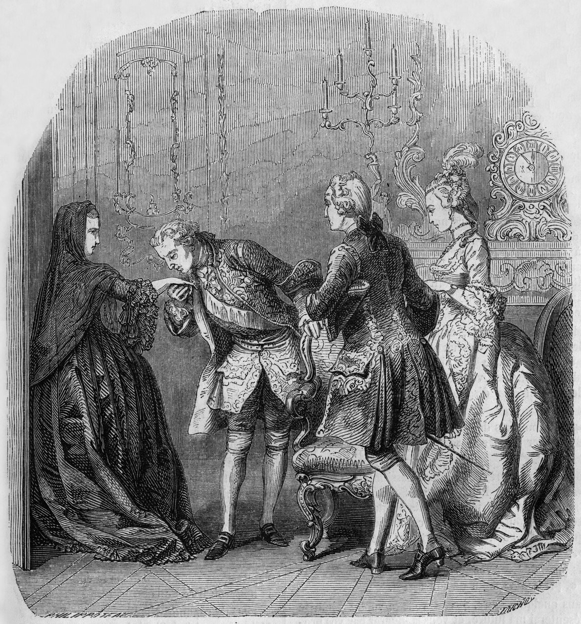 La principessa di Lamballe, re Luigi XV, Louis de Richelieu, contessa Jeanne du Barry da Henri Philippoteaux