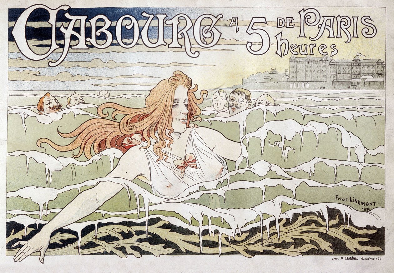 Cabourg a 5 ore da Parigi - Poster pubblicitario di Privat Livemont da Henri Henri Antoine Théodore Livemont