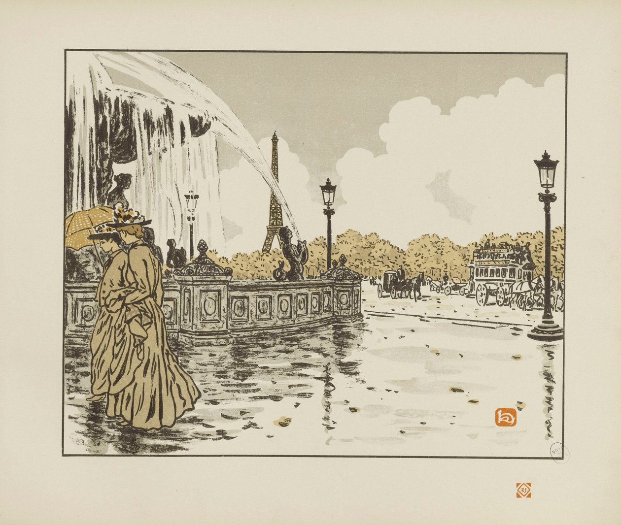 Dalla Place de la Concorde [Le trentasei vedute della Torre Eiffel] da Henri Rivière
