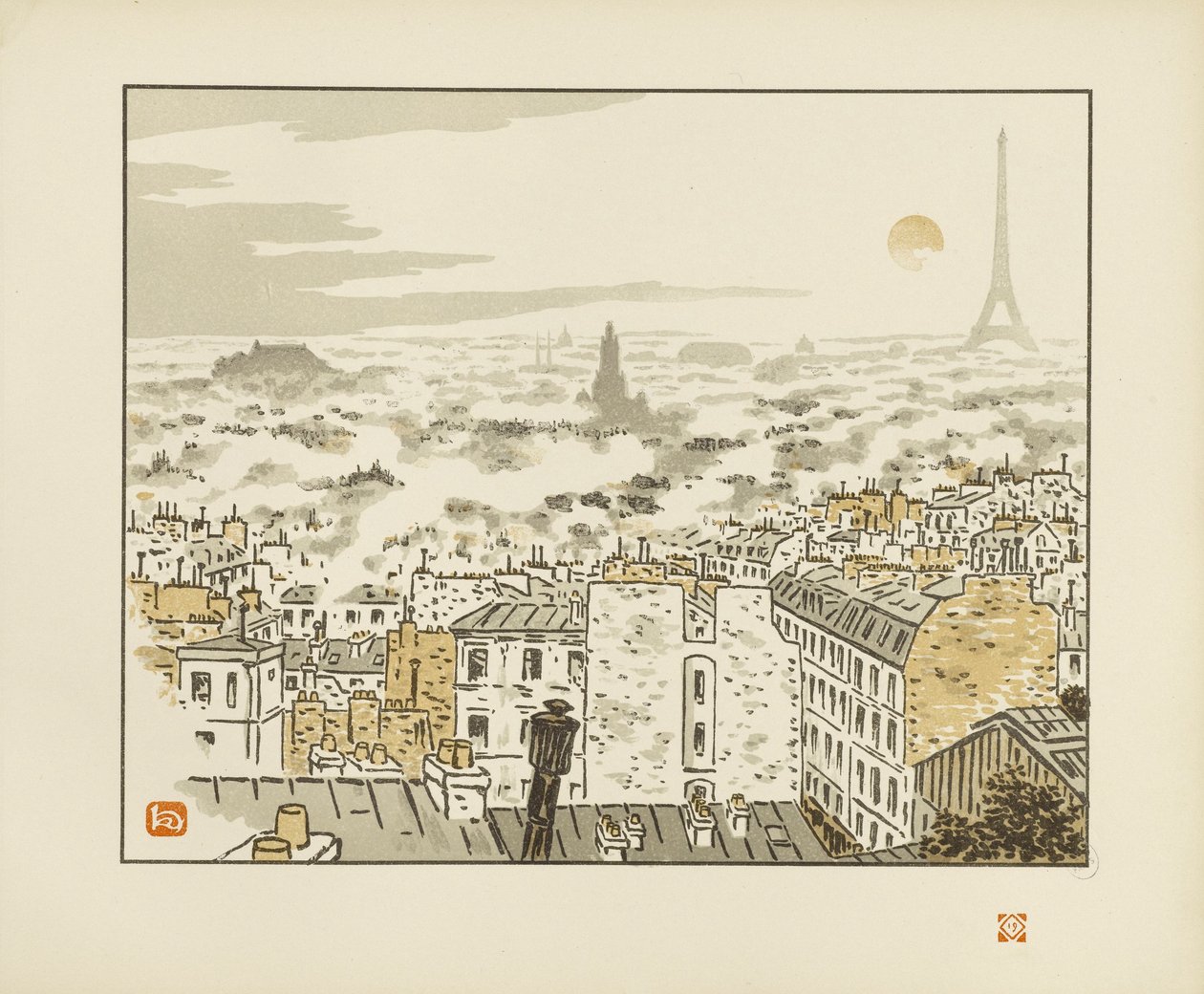 Da rue des Abbesses [Le trentasei vedute della Torre Eiffel] da Henri Rivière
