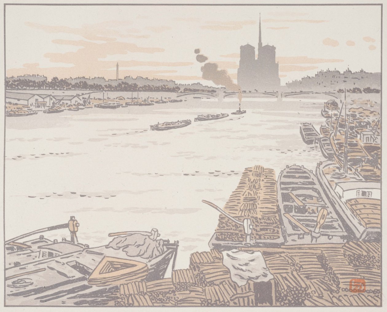 Dal ponte di Austerlitz [Le trentasei vedute della Torre Eiffel] da Henri Rivière