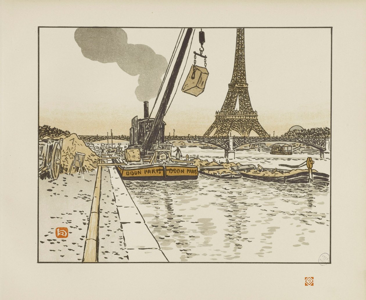 Dal molo di Passy [Le trentasei vedute della Torre Eiffel] da Henri Rivière