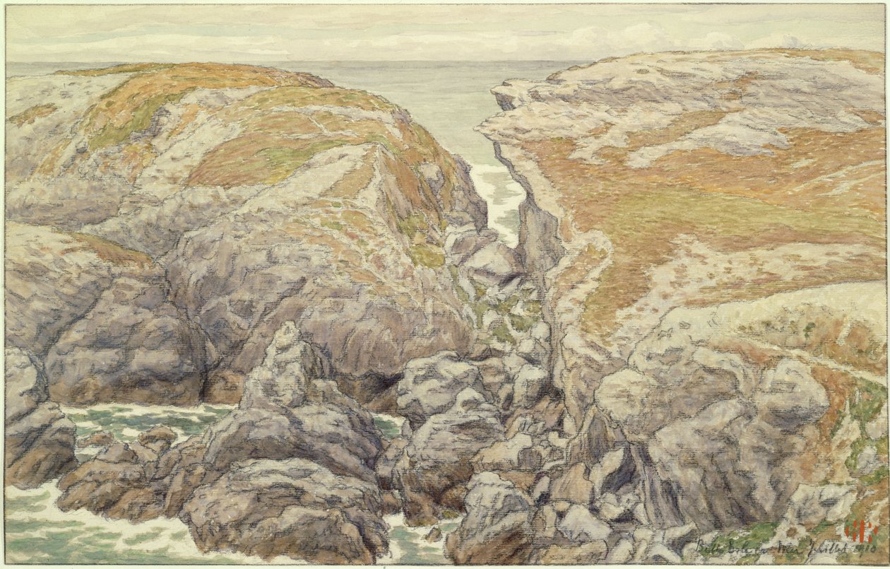 Scogliere a Belle-Isle en mer da Henri Rivière