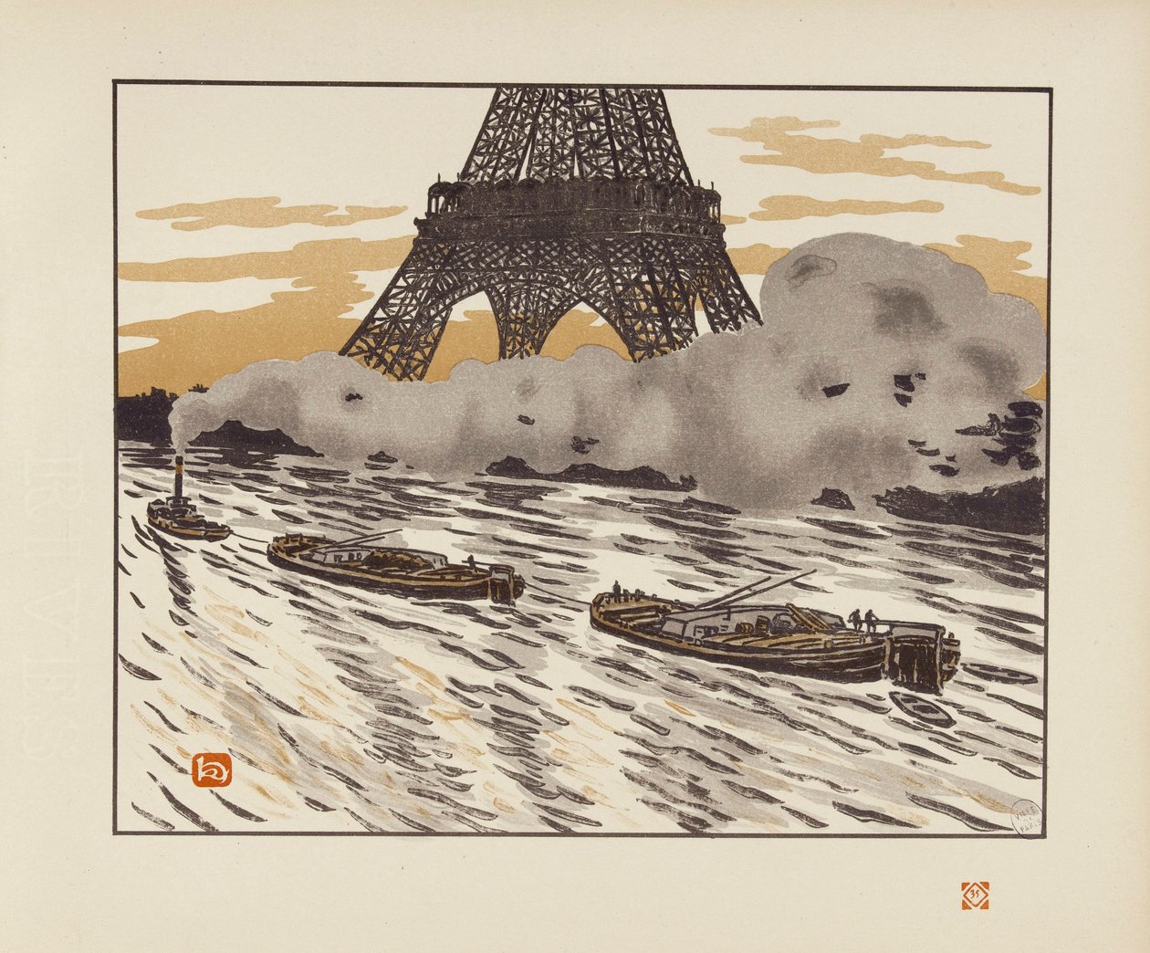 Le chiatte [Le trentasei vedute della Torre Eiffel] da Henri Rivière
