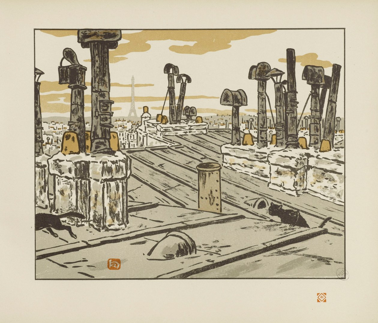 Sui tetti [Le trentasei vedute della Torre Eiffel] da Henri Rivière
