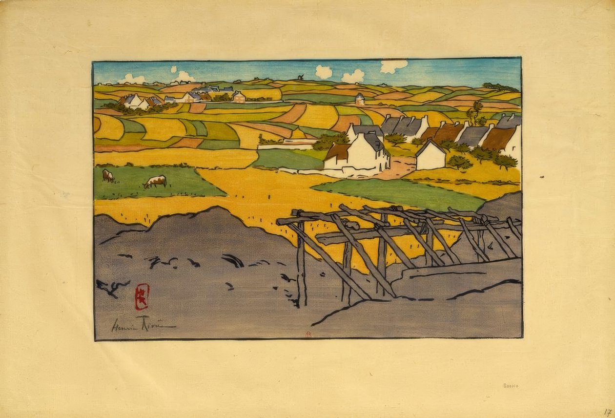 Il Villaggio di La Chapelle visto dai Tertres (Saint-Briac) da Henri Rivière
