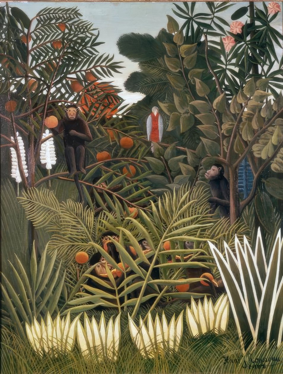 Paesaggio esotico con scimmie e un pappagallo da Henri Rousseau