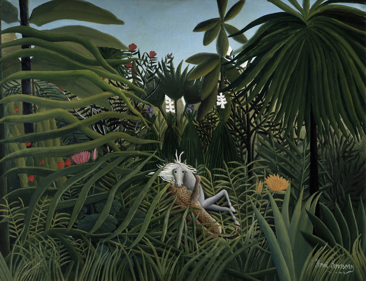 Giaguaro che attacca un cavallo da Henri Rousseau