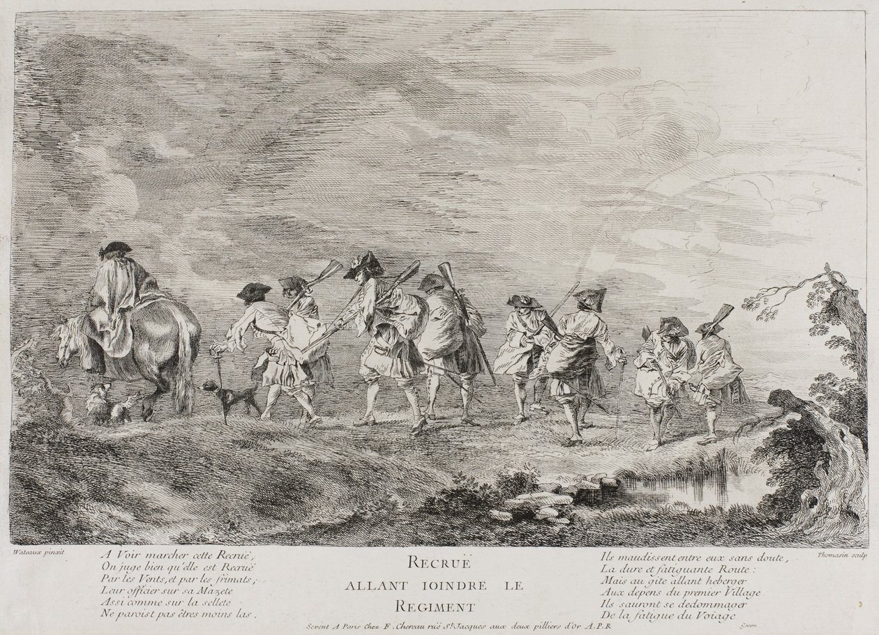 Reclute che si uniscono al reggimento, 1717?-26 da Henri Simon Thomassin