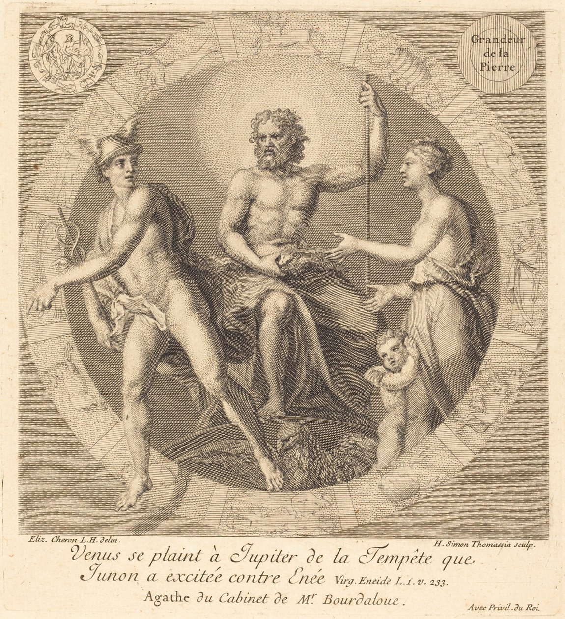 Venere si lamenta con Giove della tempesta che Giunone ha scatenato contro Enea da Henri Simon Thomassin after Elisabeth Sophie Cheron